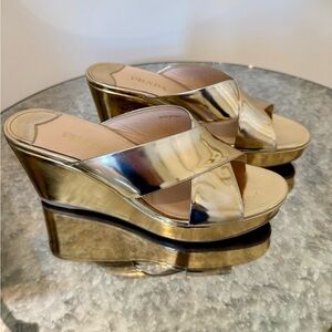 Prada Metallic Gold Wedge Sandals Size US 11(41.5eu)